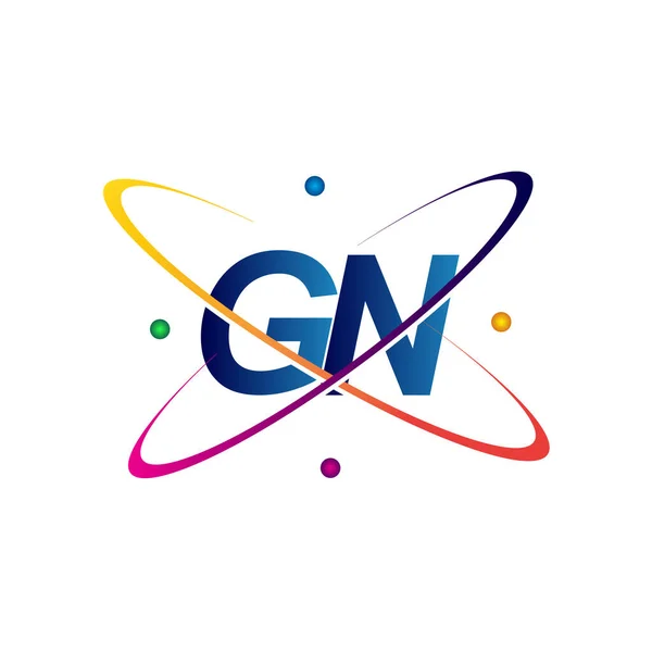 Beginletter Logotype Wetenschap Icoon Gekleurd Blauw Rood Groen Geel Swoosh — Stockvector
