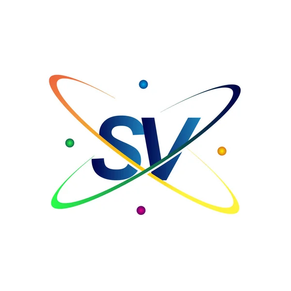 Początkowa Litera Logotyp Ikona Nauki Kolorowy Niebieski Czerwony Zielony Żółty — Wektor stockowy
