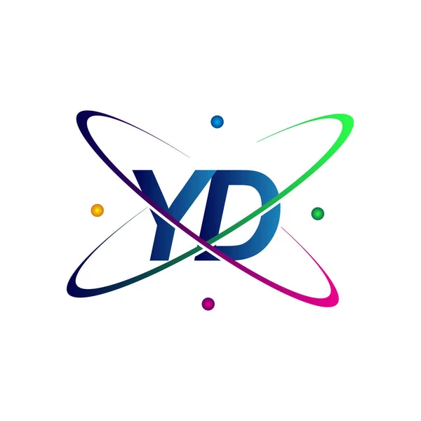 Första Bokstaven Logotyp Vetenskap Ikon Färgad Blå Röd Grön Och — Stock vektor