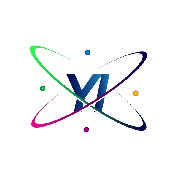 Lettre Initiale Logo Science Icône Couleur Bleu Rouge Vert Jaune — Image vectorielle