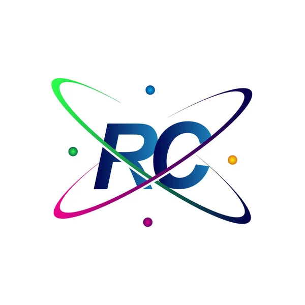 Letra Inicial Logotipo Icono Ciencia Color Azul Rojo Verde Amarillo — Vector de stock