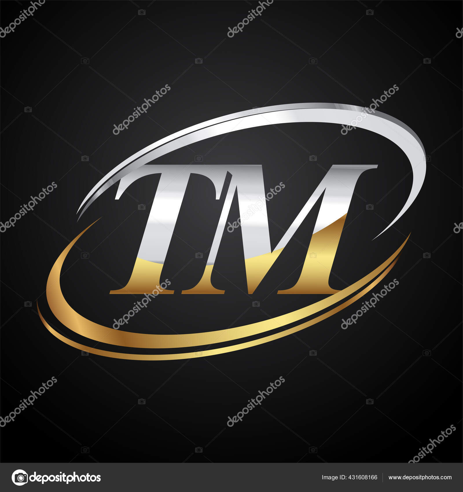 TN Initial Logo Company Name Colored Gold And Silver Swoosh Design