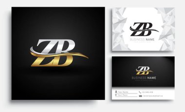 İlk harf ZB logotype şirketi. Renkli altın ve gümüş rengi desenli. Beyaz arkaplanda iş kimliği için vektör ayarları.