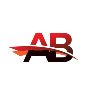 İlk harf AB logotype şirket adı Siyah ve Kırmızı Swoosh tasarımı.