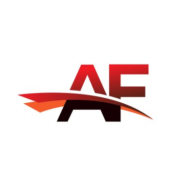 İlk harf AF logotype şirket adı Siyah ve Kırmızı Swoosh tasarımı.