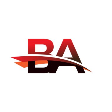 İlk harf BA logotype şirket adı Siyah ve Kırmızı Swoosh tasarımı.