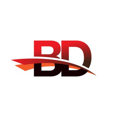 İlk harf BD logotype şirket adı Siyah ve Kırmızı Swoosh tasarımı.