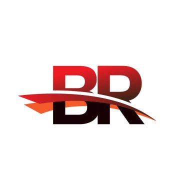 İlk harf BR logotype şirket adı Siyah ve Kırmızı Swoosh tasarımı.