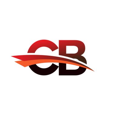 İlk harf CB logotype şirket adı Siyah ve Kırmızı Swoosh tasarımı.