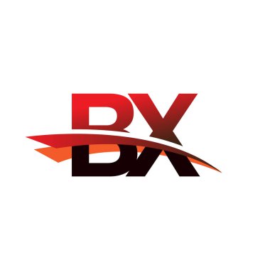 İlk harf BX logotype şirket adı Siyah ve Kırmızı Swoosh tasarımı.