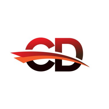 İlk harf CD logotype şirket adı siyah ve kırmızı renkli Swoosh tasarımı.
