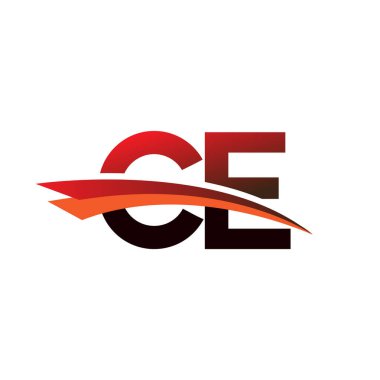 İlk harf CE logotype şirket adı Siyah ve Kırmızı Swoosh tasarımı.