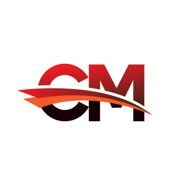 İlk harf CM logotype şirket adı Siyah ve Kırmızı Swoosh tasarımı.