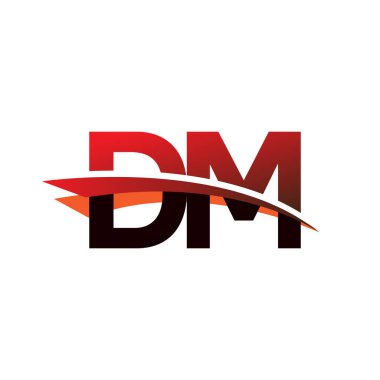 İlk harf DM logotype şirket adı Siyah ve Kırmızı Swoosh tasarımı.
