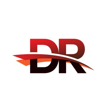 İlk harf DR logotype şirket adı Siyah ve Kırmızı Swoosh tasarımı.