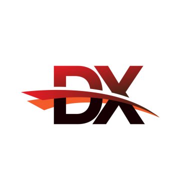 İlk harf DX logotype şirket adı siyah ve kırmızı renk desenli.