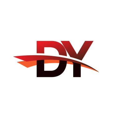 İlk harf DY logotype şirket adı Siyah ve Kırmızı Swoosh tasarımı.