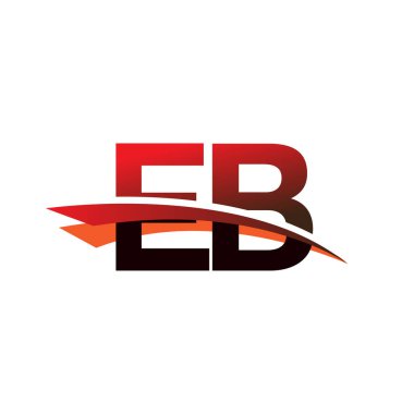 İlk harf EB logotype şirket adı Siyah ve Kırmızı Swoosh tasarımı.