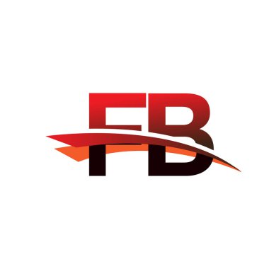 İlk harf FB logotype şirket adı Siyah ve Kırmızı Swoosh tasarımı.