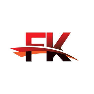 İlk harf FK logotype şirket adı Siyah ve Kırmızı Swoosh tasarımı.