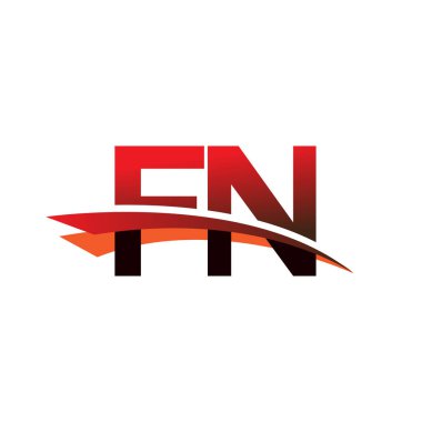İlk harf FN logotype şirket adı Siyah ve Kırmızı Swoosh tasarımı.