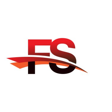 İlk harf FS logotype şirket adı Siyah ve Kırmızı Swoosh tasarımı.