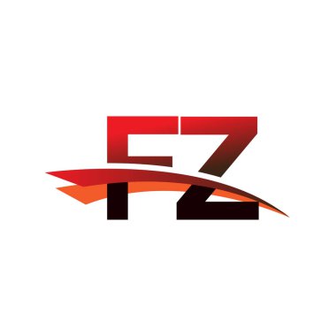 İlk harf FZ logotype şirket adı Siyah ve Kırmızı Swoosh tasarımı.