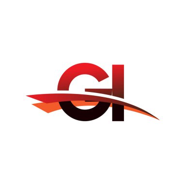 İlk harf GI logotype şirket adı Siyah ve Kırmızı Swoosh tasarımı.