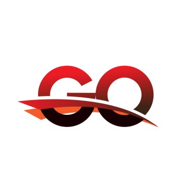 İlk harf GO logotype şirketi adı Siyah ve Kırmızı Swoosh tasarımı.