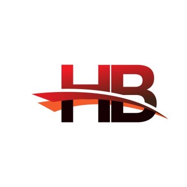 İlk harf HB logotype şirket adı Siyah ve Kırmızı Swoosh tasarımı.