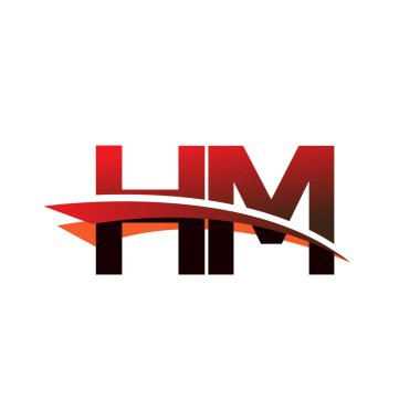 İlk harf HM logotype şirket adı Siyah ve Kırmızı Swoosh tasarımı.