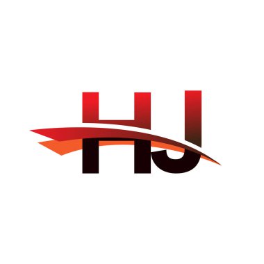 İlk harf HJ logotype şirket adı Siyah ve Kırmızı Swoosh tasarımı.