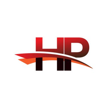 İlk harf HP logotype şirket adı Siyah ve Kırmızı Swoosh tasarımı.
