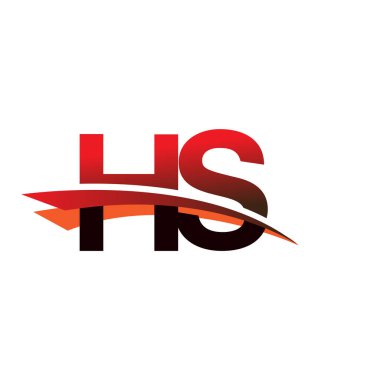 İlk harf HS logotype şirket adı Siyah ve Kırmızı Swoosh tasarımı.