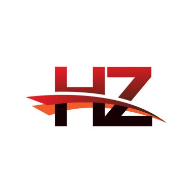 İlk harf HZ logotype şirket adı Siyah ve Kırmızı Swoosh tasarımı.