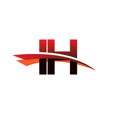 İlk harf: IH logotype şirketi adı: Siyah ve kırmızı Swoosh tasarımı.