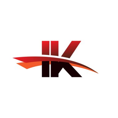 İlk harf IK logotype şirket adı Siyah ve Kırmızı Swoosh tasarımı.