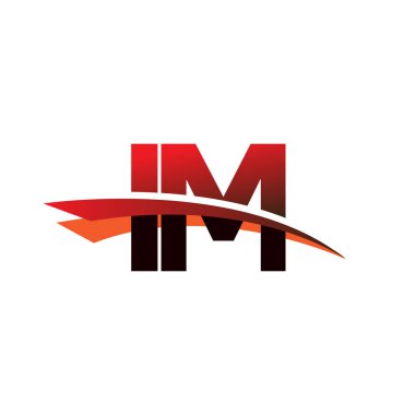 İlk harf IM logotype şirket adı Siyah ve Kırmızı Swoosh tasarımı.