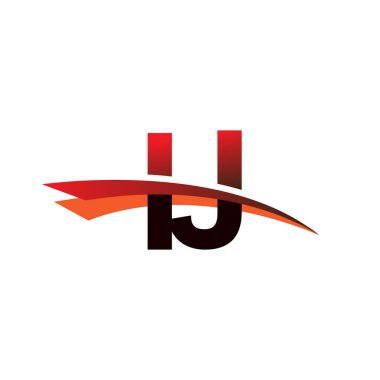 İlk harf: IJ logotype şirket adı: Siyah ve kırmızı Swoosh tasarımı.