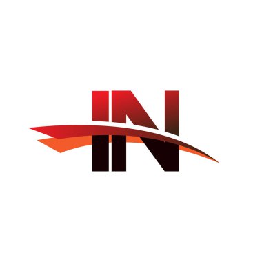 İlk harf In logotype şirket adı Siyah ve Kırmızı Swoosh tasarımı.