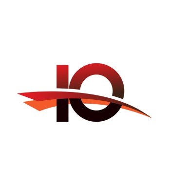 İlk harf: IO logotype şirket adı: Siyah ve kırmızı Swoosh tasarımı.