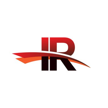 İlk harf IR logotype şirket adı Siyah ve Kırmızı Swoosh tasarımı.