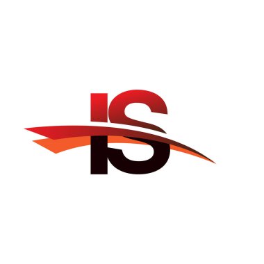 İlk harf Logotype Şirketi adı Siyah ve Kırmızı Swoosh tasarımı.