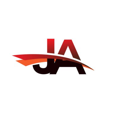 İlk harf JA logotype şirket adı Siyah ve Kırmızı Swoosh tasarımı.