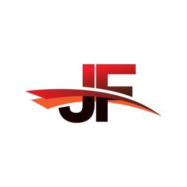 İlk harf JF logotype şirket adı Siyah ve Kırmızı Swoosh tasarımı.