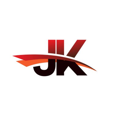 İlk harf JK logotype şirket adı Siyah ve Kırmızı Swoosh tasarımı.
