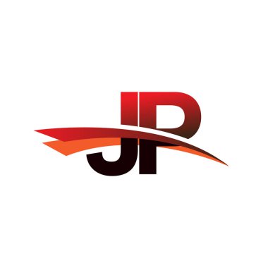 İlk harf JP logotype şirket adı Siyah ve Kırmızı Swoosh tasarımı.