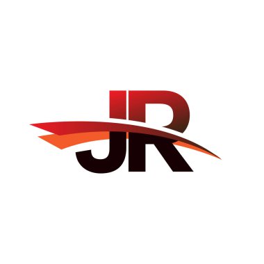 İlk harf JR logotype şirket adı Siyah ve Kırmızı Swoosh tasarımı.