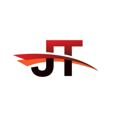 İlk harf JT logotype şirket adı Siyah ve Kırmızı Swoosh tasarımı.