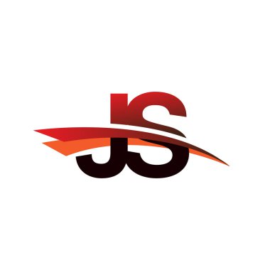 İlk harf JS logotype şirket adı Siyah ve Kırmızı Swoosh tasarımı.